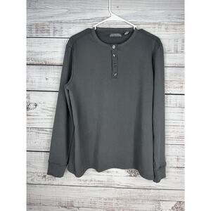 Geoffrey Beene Gray Soft Knit Long Sleeve Henley Men’s Medium Cabincore Outdoor